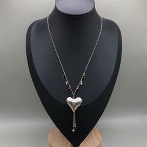 Sterling silver puff puffy heart necklace romantic statement style fine jewelry
